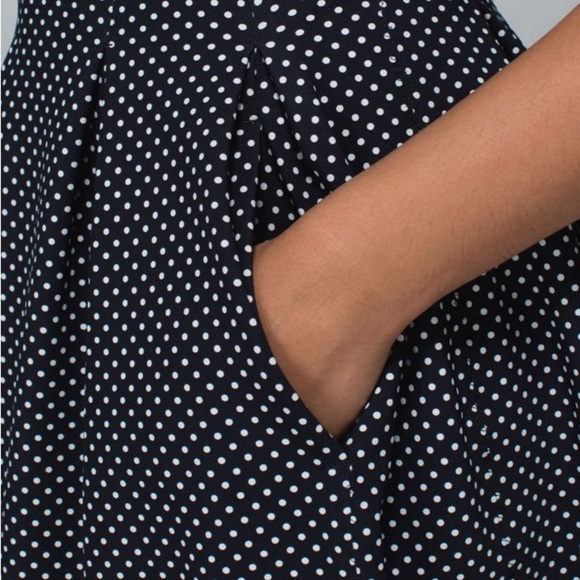 RARE Lululemon Here To There Dress - Biggy Dot- Navy Blue Polka Dot- Size Small - Picture 10 of 11